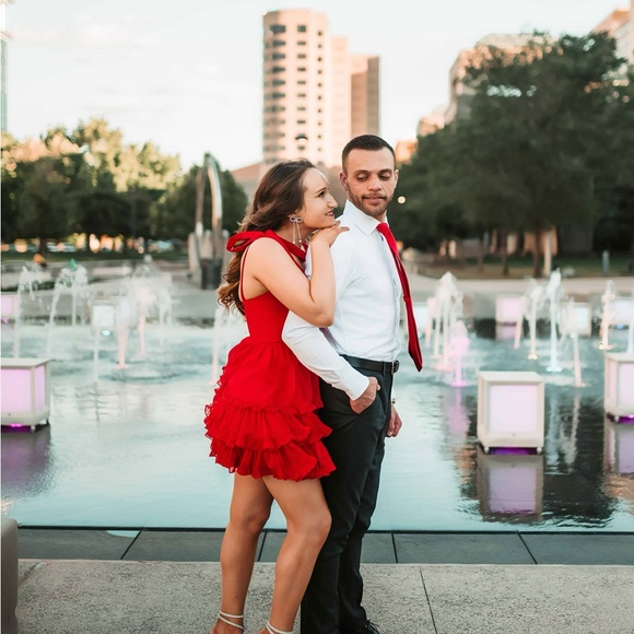 Elegant Red Ruffle Dress - Picture 5 of 5